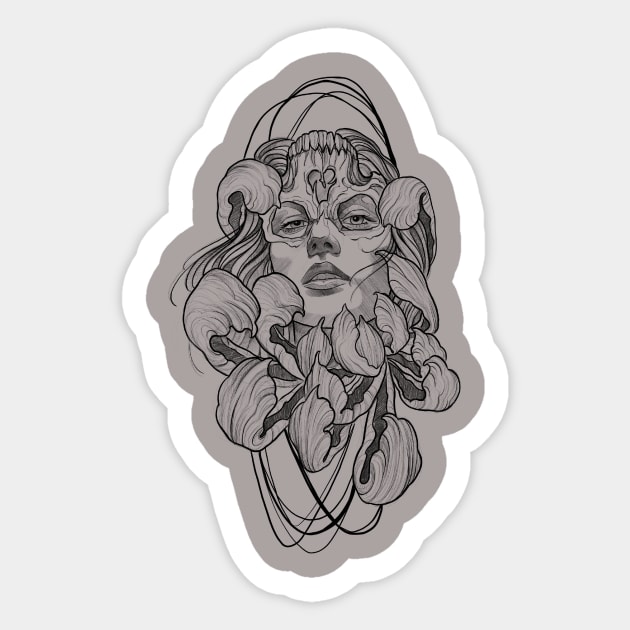 Woman skull flower tattoo Sticker by LecoLA